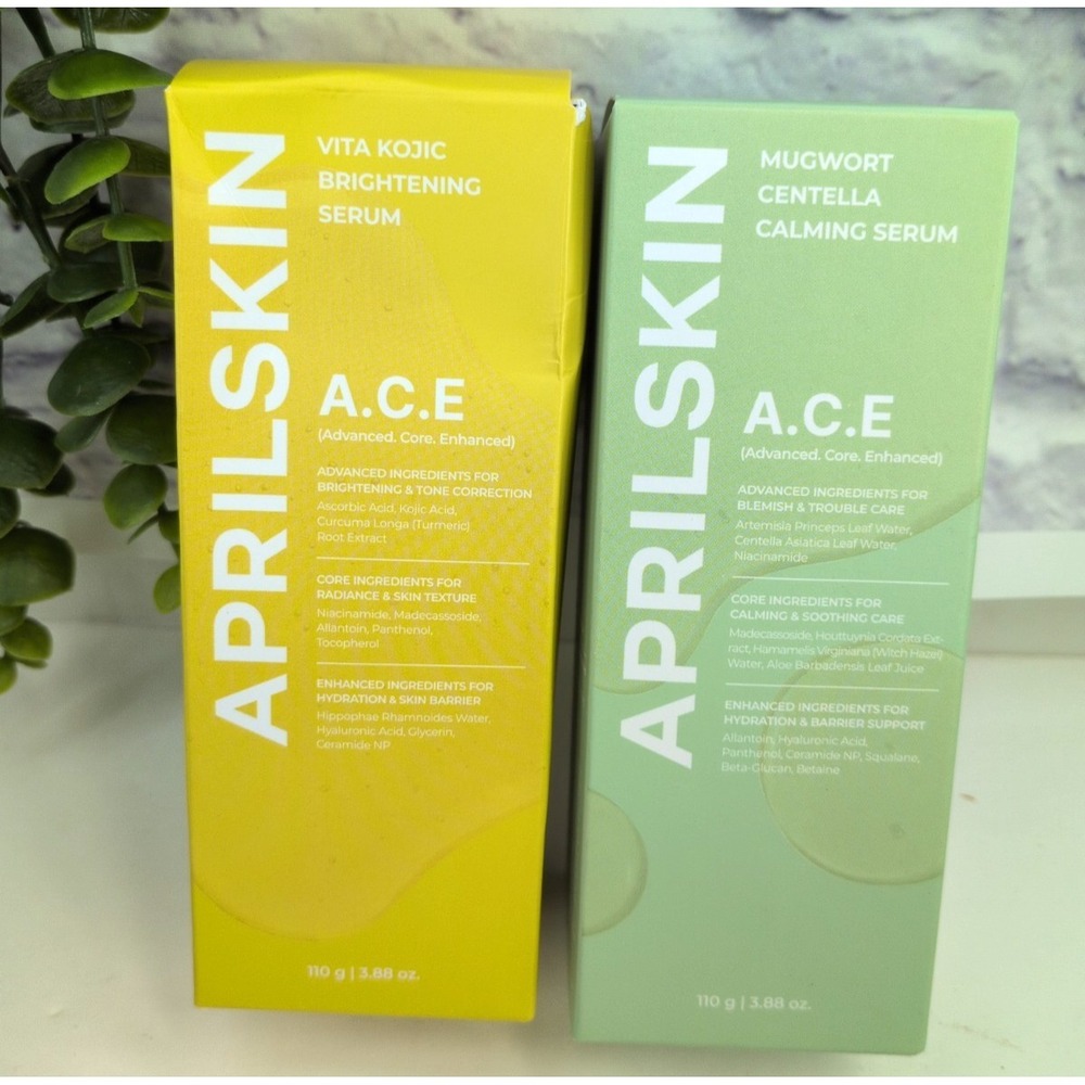 NIB LOT 2🥰APRILSKIN A.C.E Mugwort Centella Calming Vita Kojic Brightening Serum